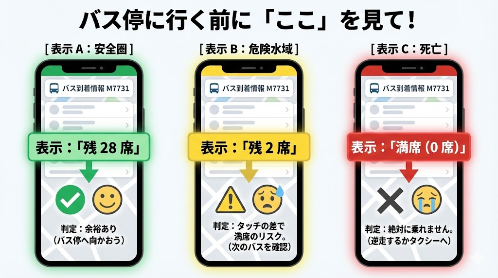 NAVERマップでのバス残席数の見方。満席表示の意味と判断基準。