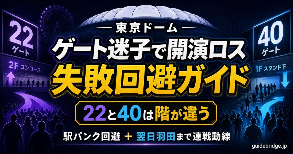 東京ドーム ゲート迷子で開演に間に合わない 失敗回避ガイド｜22と40は階が違う