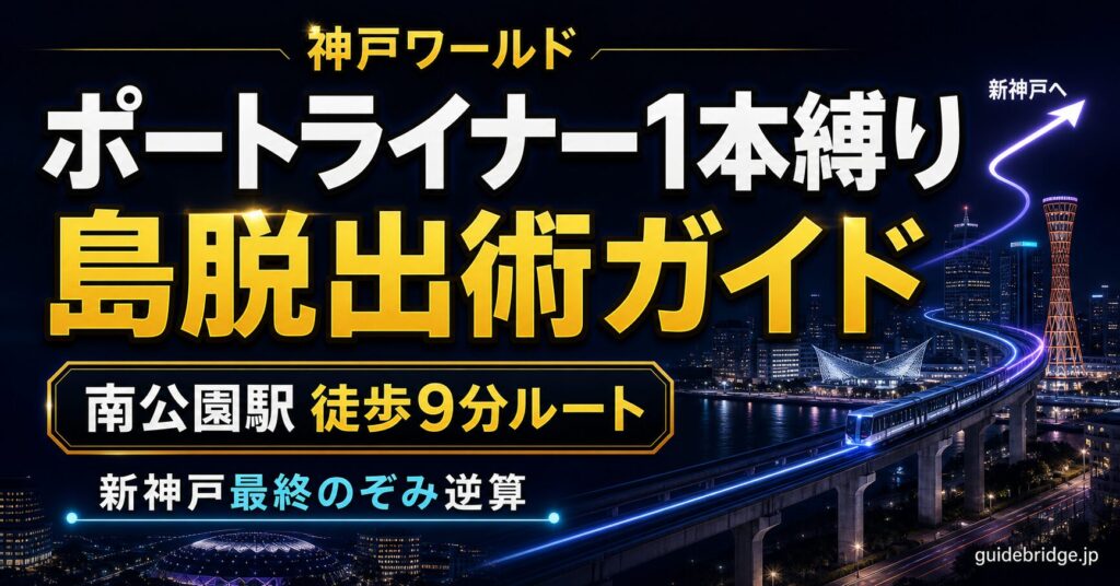 神戸ワールド 帰り ポートライナー1本縛り 島脱出術 新神戸最終のぞみ逆算