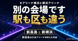 Kアリーナ横浜と横浜アリーナは別の会場であることを伝えるアイキャッチ