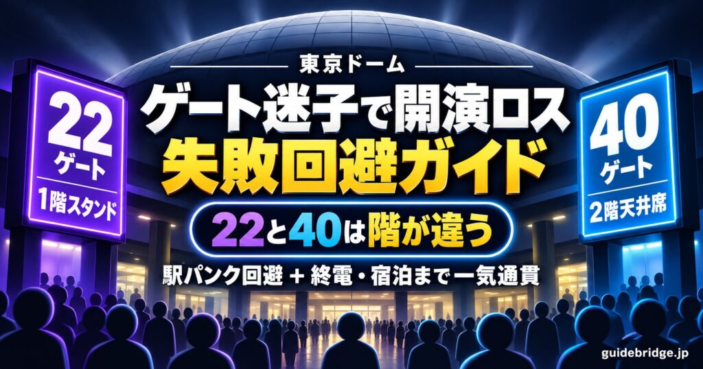 東京ドーム ゲート迷子で開演に間に合わない 失敗回避ガイド｜22と40は階が違う